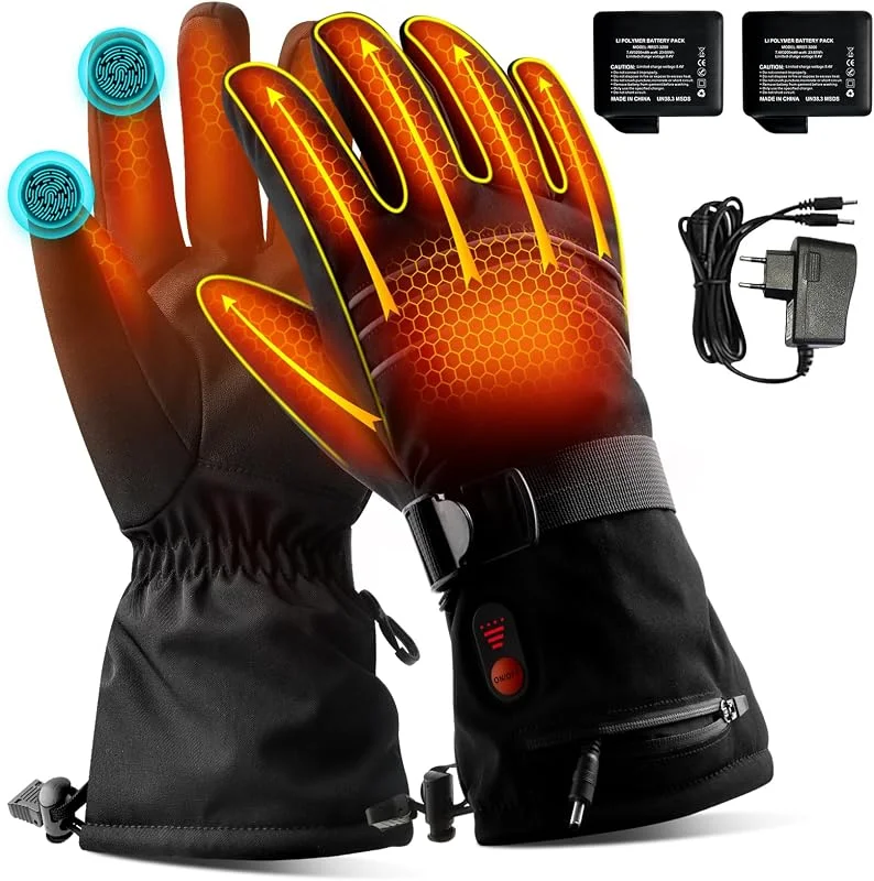 Beheizbare Handschuhe Motorrad, Beheizte Handschuhe für Herren Damen, Elektrische Heizhandschuhe für den Außenbereich zum Skifahren Snowboarden Radfahren Wandern, XL — Heizkleidung