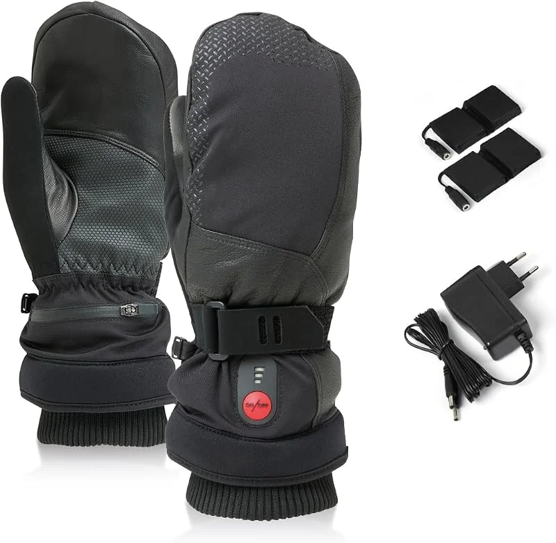 XOLARHEAT Novaheat® Beheizte Leder-Motorradhandschuhe – Wiederaufladbar & Wasserdicht (7, 4 V, 2200 mAh) – Winddicht, Touchscreen, robust, Verstellbar — Heizkleidung