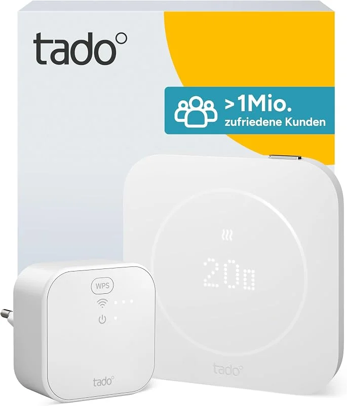 tado° Smartes Thermostat X (2. Gen) Starter Kit – Verkabelt, Weiß, Matter & Thread, inkl. Bridge X & USB-C Kabel (Amazon Exklusiv), Heizungssteuerung per tado° App & Voice (Alexa, Siri, Google) — Heizung Warmepumpe