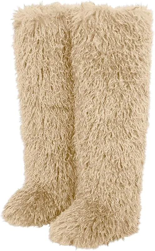 Damen Overknees Stiefel Flach Winterstiefel Verdicken Warme Damenstiefel — Heizkleidung