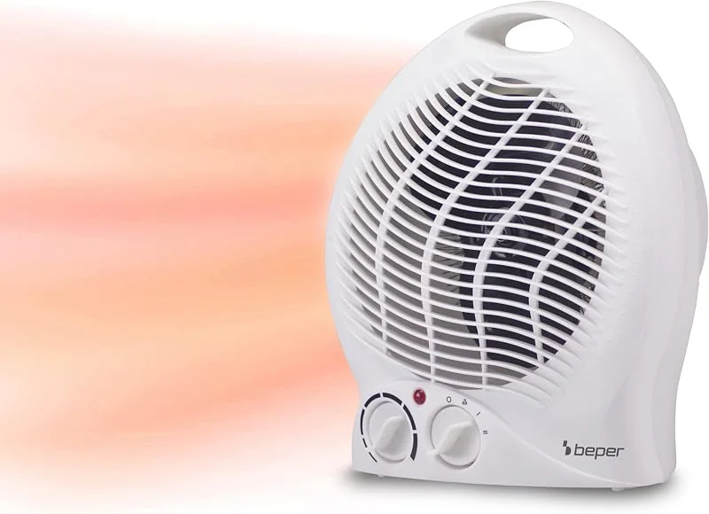 BEPER P203TER202 Heizlüfter, 2000W, 2 Wählbare Wattstufen, Kompakter Heizlüfter mit einstellbarem Thermostat, Eco-Modus und Abschaltautomatik, Weiß — Heizung Warmepumpe
