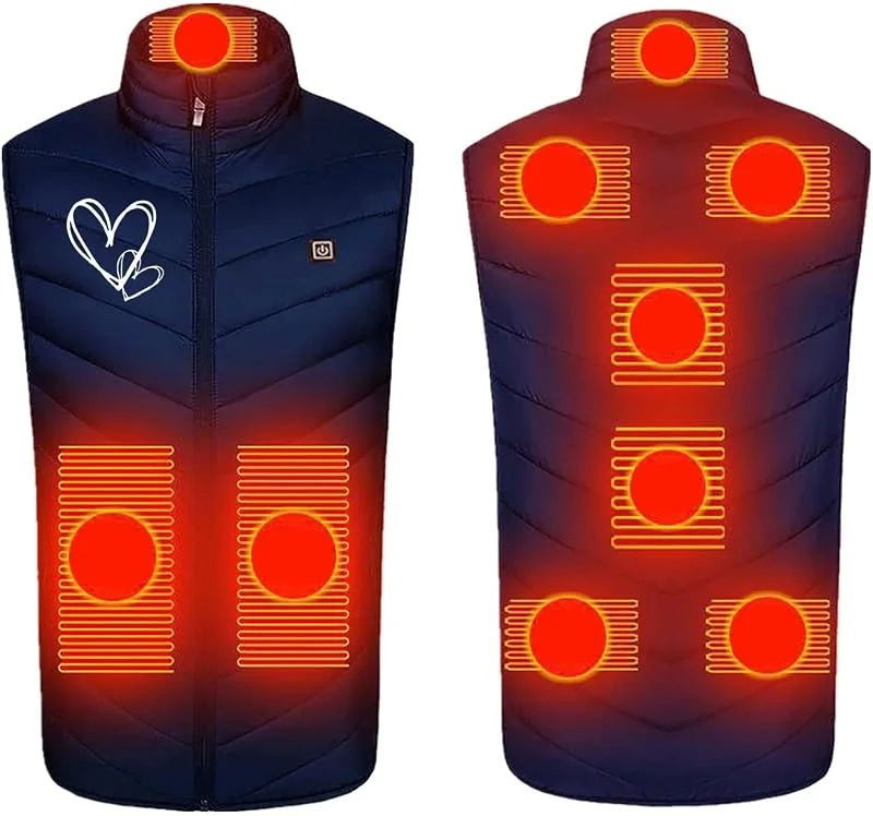 Testsieger Beheizbare Weste für Herren Damen USB Elektrische Heizweste 9 Heizzonen Beheizte Heizbereiche Wärmeweste mit Heizung jacke Outdoor Wandern Skifahren — Heizkleidung
