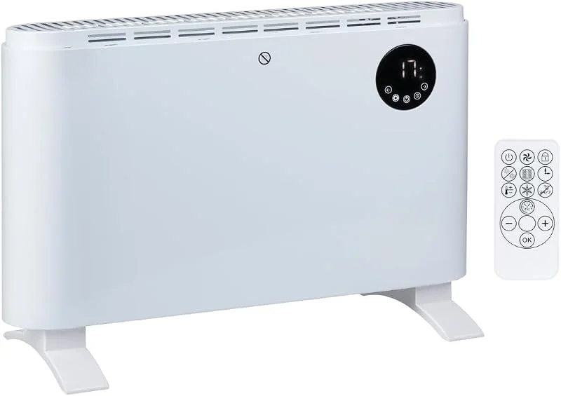 alpina Elektrische Konvektorheizung 2000W – Elektroheizung mit einstellbarem Thermostat und 2 Heizstufen – Freistehend oder zur Wandmontage – Weiß — Heizung Warmepumpe