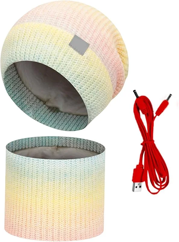 Set aus Mütze und Schal, 2-in-1, Thermo-Mütze für Männer, Frauen, Outdoor, Skifahren, Radfahren, Reisen, Business, Rennen — Heizkleidung