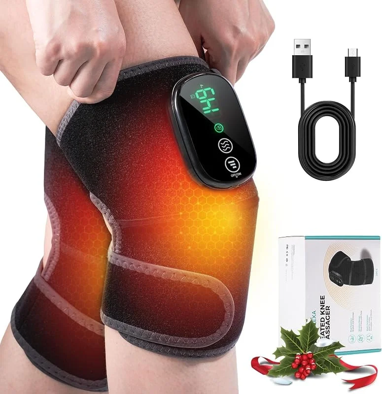 Cordless Knee Heating Pad, Newly 4 Vibration Motors Knee Massager, 3-in-1 Heated Brace with 5 Heat Levels and 5 Massage Modes, Heated Massager Brace, Birthday Gifts for Dad & Mom (2 PCS) — Heizkleidung
