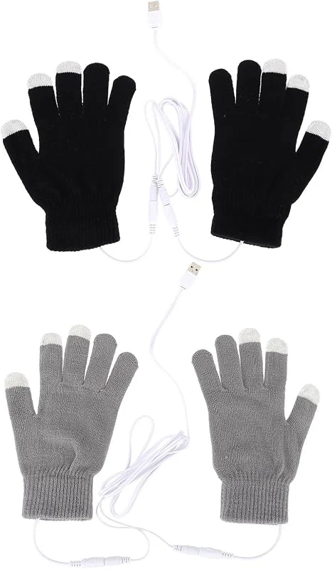 minkissy USB Heizhandschuhe 2 Paar, Touchscreen Winterhandschuhe, Schwarz — Heizkleidung