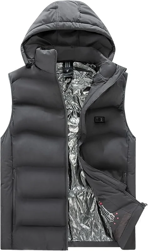 KQIVAM Beheizbare Weste Heizweste Herren 9 Zonen Heizung Beheizbare Jacke Elektrische Dual-Control-Heizjacke Winter Warme Heizweste Wärmeweste für Camping, Motorrad, Skifahren, Jagd Winterjacke — Heizkleidung