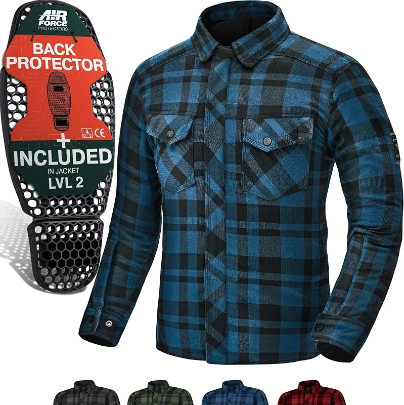 SHIMA RENEGADE Motorradhemden Herren und Damen - Motorrad Kariertes Hemd mit Protektoren Jacke Flanell Lumber Aramid — Heizkleidung
