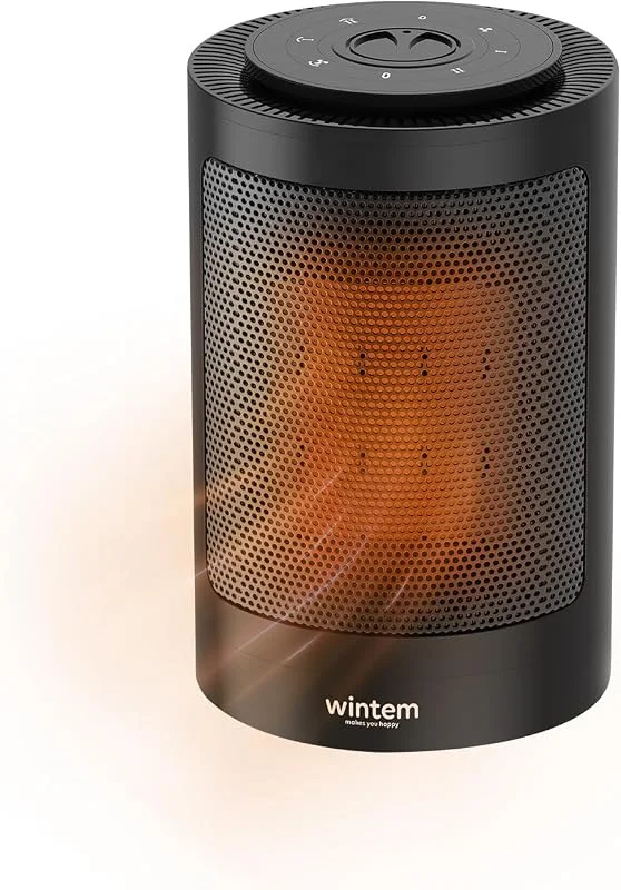 Wintem Tisch-Heizlüfter, 1500 W, oszillierend und energiesparend, ideal für eine Heizung in sehr kurzer Zeit im Schlafzimmer, Bad oder Büro mit 2 Leistungsstufen — Heizung Warmepumpe