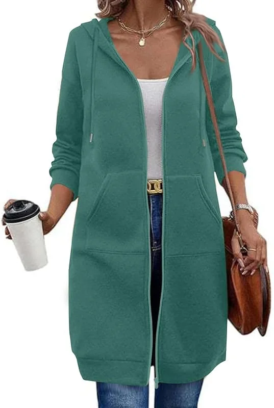 Ansenesna Sweatjacke Damen Lang Mit Kapuze Übergangsjacke Elegant Hoodie Jacke Oversize Herbstjacke Frauen Sportlich Damen-Jacken mit Reissverschluss Kapuzenjacke Langarm Damenjacken — Heizkleidung