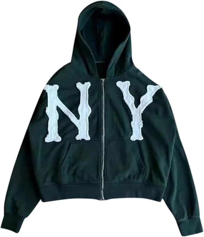 Kapuzenjacke Full Face Zipper Hoodie Retro Star Letter Print Jacke Y2k Übergroße Kapuzenpullover Zip Hoodie Herren, Vintage Monogram Print Harajuku Oversized Y2k Jacke Hoodie Basic — Heizkleidung