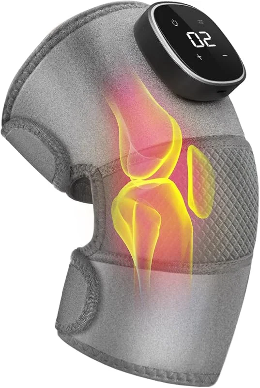 Vicloon Kabelloses Knie Massagegerät, Kniemassagegerät mit Wärme und Vibration, 5 Heizung und 3 Massage, 3 in 1 Einstellbare Größe Beheizte Knieschoner für Schulter Ellenbogen Knie — Heizkleidung