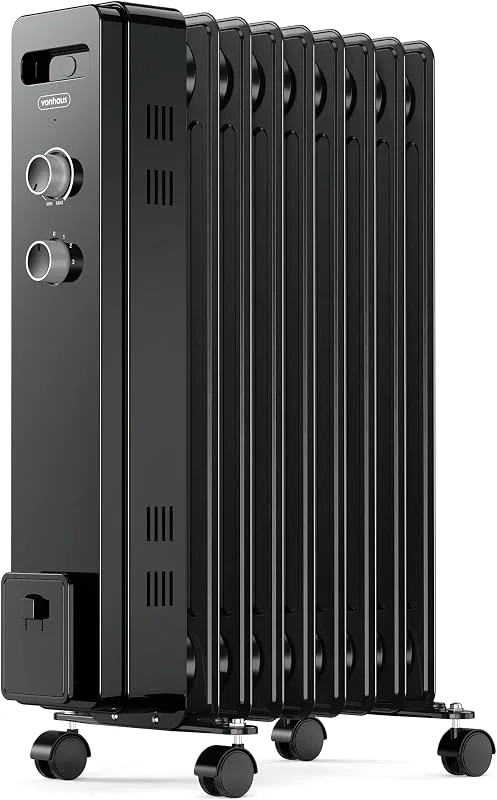 Vonhaus Ölradiator 2000W, 9 Lamellen Elektroheizung mit Thermostat — Heizung Warmepumpe