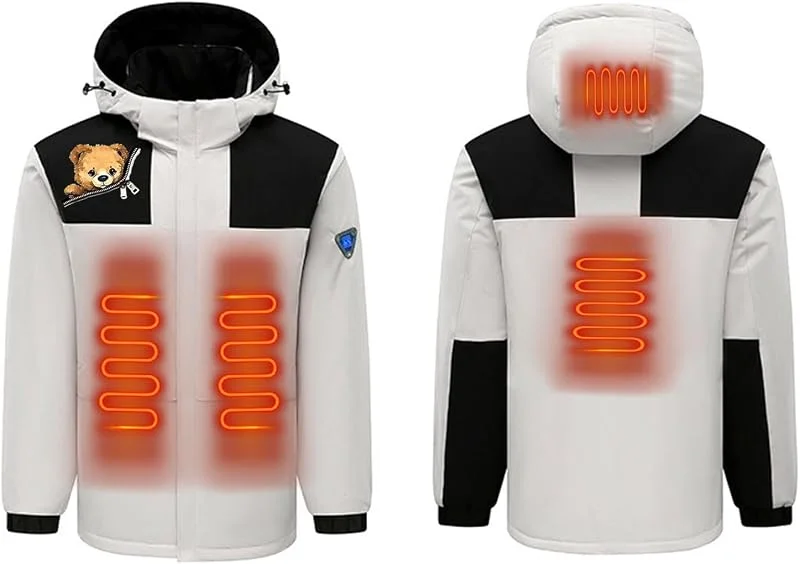 KQIVAM Beheizbare Jacke Damen Herren mit 4 Heizzonen Wasserdicht Winddicht Regendicht Schneeschutz warm Softshell Winterjacke, Weihnachten Beheizbare Jacke Warme Dicke Beheizte Thermo Oberteile — Heizkleidung