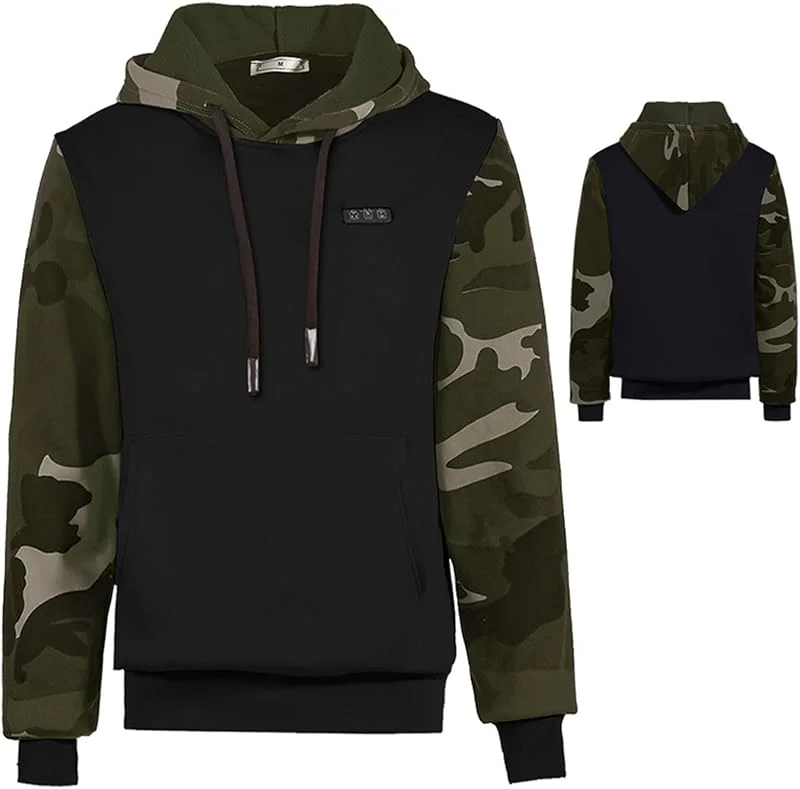 KQIVAM Beheizbare Sweatshirt Herren mit Drucken, Beheizbare Hoodie Warme Dicke Winterjacke, Beheizte Weich Bequem Jacke Mit Taschen, Winddichte Heizbare Beheizte Jacke Heizjacke Weich Bequem — Heizkleidung