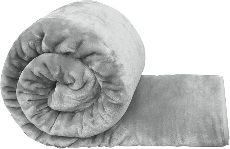 Thermo-Überwurf, superweich, Samt, graues Kunstfell, Nerz-Überwurf, weich, warm, dick, für Bett, Sofa, Doppelbett, 150 x 200 cm — Heizung Warmepumpe