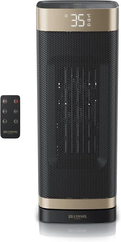 Brandson - Heizlüfter energiesparend leise - Oszillation - mit Fernbedienung - Preisträger - ECO Modus - 2 Stufen - Timer - Heizung Keramik Heater - Bad Wohnzimmer Büro Kinderzimmer — Heizung Warmepumpe