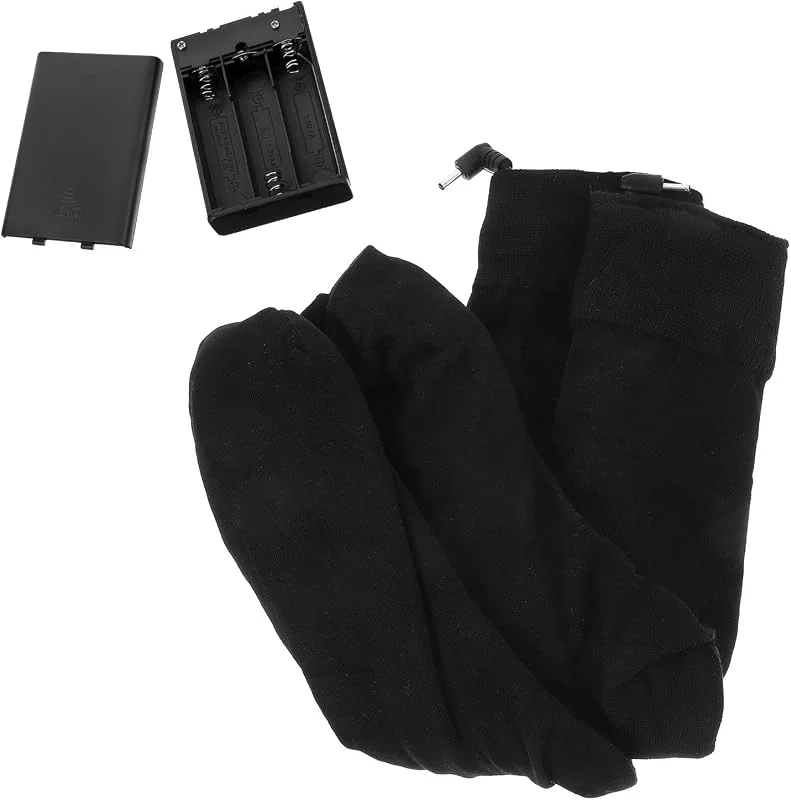 Healvian Elektrische Winterheizsocken Baumwolle Doppellagig mit Batteriefach Unisex Thermosocken für Kalte Füße Sport Freizeit — Heizkleidung