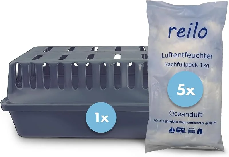 Luftentfeuchter Set I reilo I 1x XXL Box GT & 5x 1kg Ocean Granulat — Luftbefeuchter