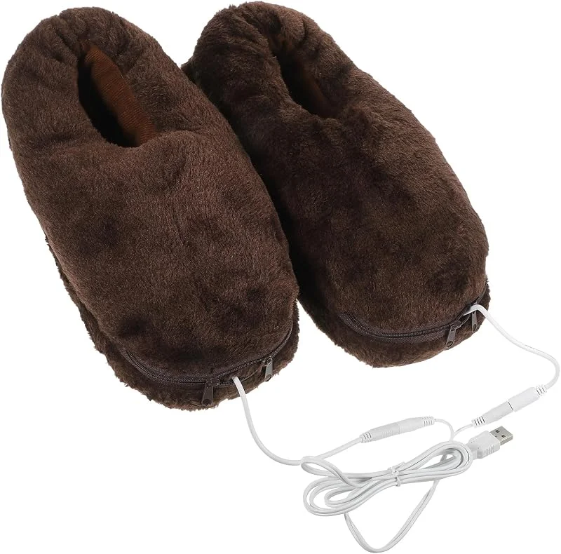 USB Elektrische Heizung Hausschuhe Fußwärmer Elektrisch Beheizte Schuhe Winterschuhe für Erwachsene (Medium), Schwarz, Medium — Heizkleidung