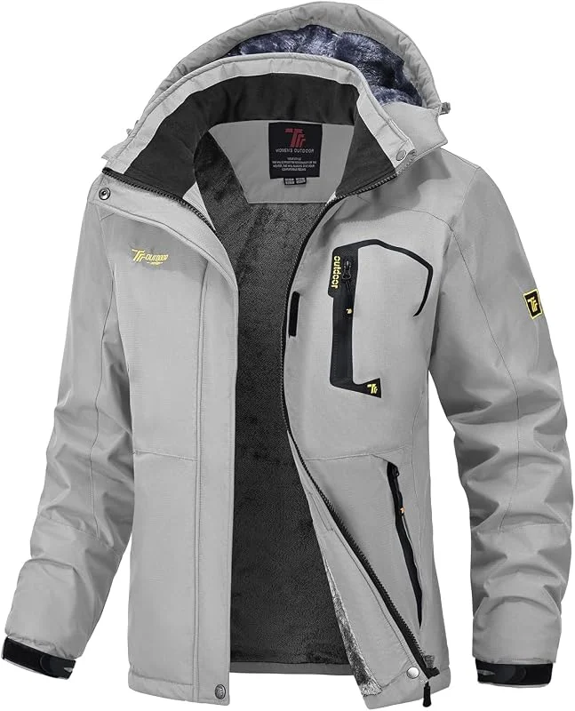 donhobo Damen Jacken Fleecejacke Winterjacke Wasserdicht Atmungsaktiv Verdickt Warm Winddicht Softshelljacke Outdoor Funktionsjacke mit Abnehmbare Kapuzen — Heizkleidung