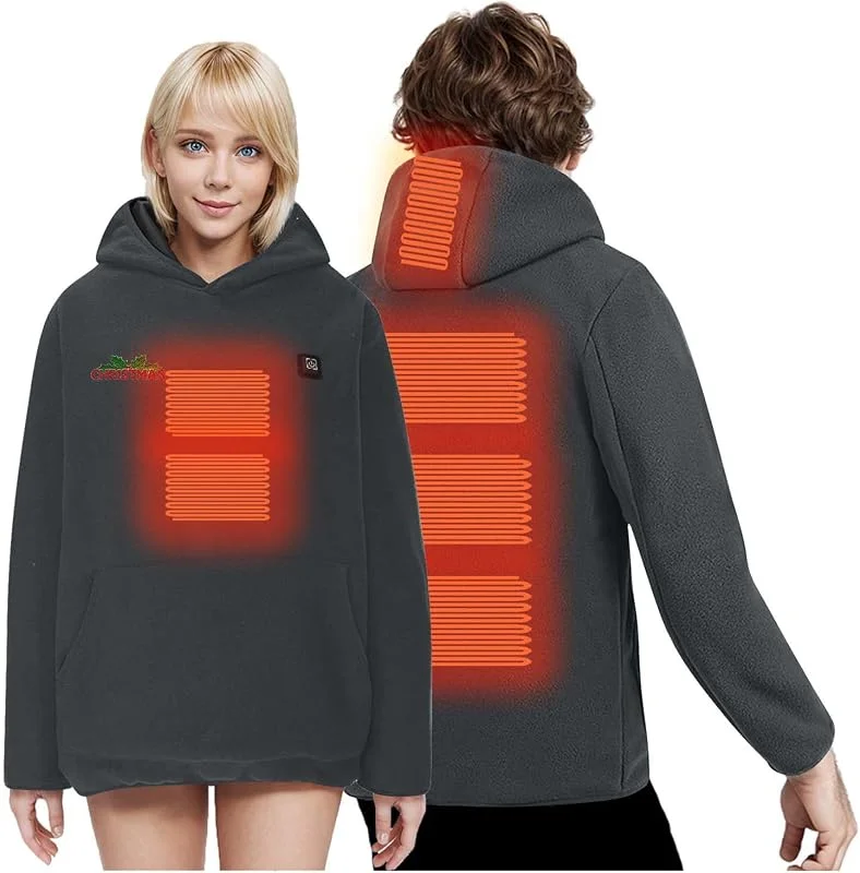 KQIVAM Beheizbare Hoodie Damen Beheizbare Pullover Herren Damen Langarm Baumwolle Beheizte Kapuzenpullover USB Elektrisch Beheizbare Sweatershirt mit Kapuze Erwachsene Bluse Tops — Heizkleidung