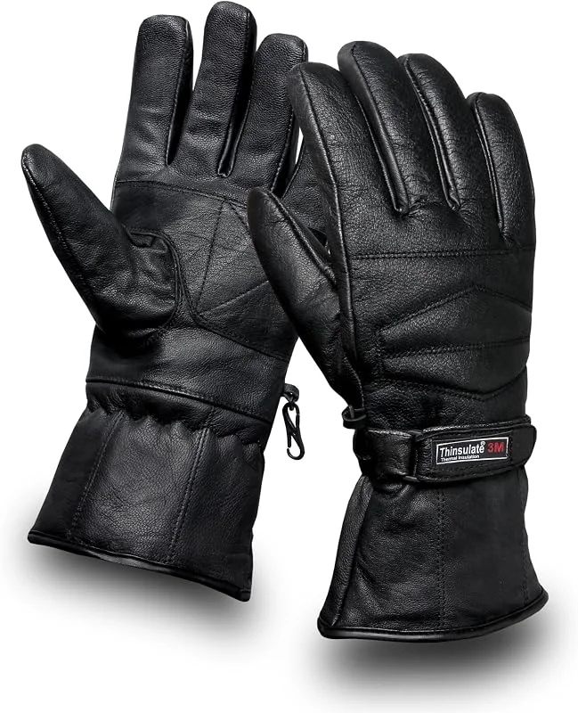 NORMAN Thermo-Motorradhandschuhe aus Leder, wasserdicht, Schutz — Heizkleidung