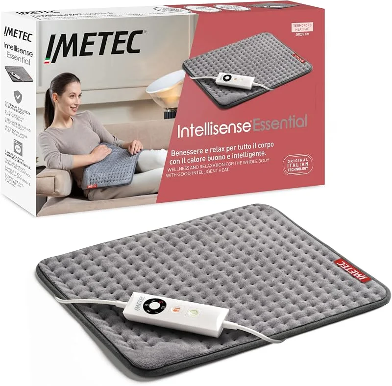 Imetec Intellisense Comfort, Mehrzweck-Heizkissen, für den ganzen Körper geeignet, schnelles Erhitzen, hypoallergener Stoff, 5 Temperaturen, Electro-Block-Sicherheitssystem, waschbar, 40 x 35 cm — Heizung Warmepumpe