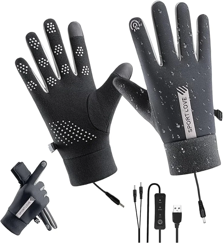 Beheizte Arbeitshandschuhe, mit USB-Stromversorgung, rutschfest und wasserdicht, USB-Handschuhe für Herren und Damen, für Männer, Frauen, Jungen, Skifahren, Wandern, Arbeit — Heizkleidung
