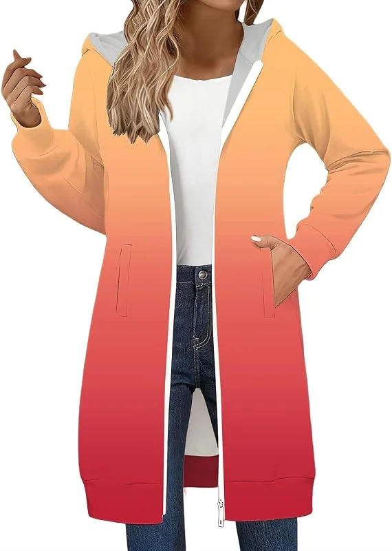 HOOUDO Sweatjacke Damen Mit Kapuze Langarm Zipper Hoodie Kapuzenjacke Kapuzenpullover Für Doppeltem Reißverschluss, Fleecejacke, Sweatshirt, Winter- Fleecejacke Dünn Leicht Frühling Jacke Hoody — Heizkleidung