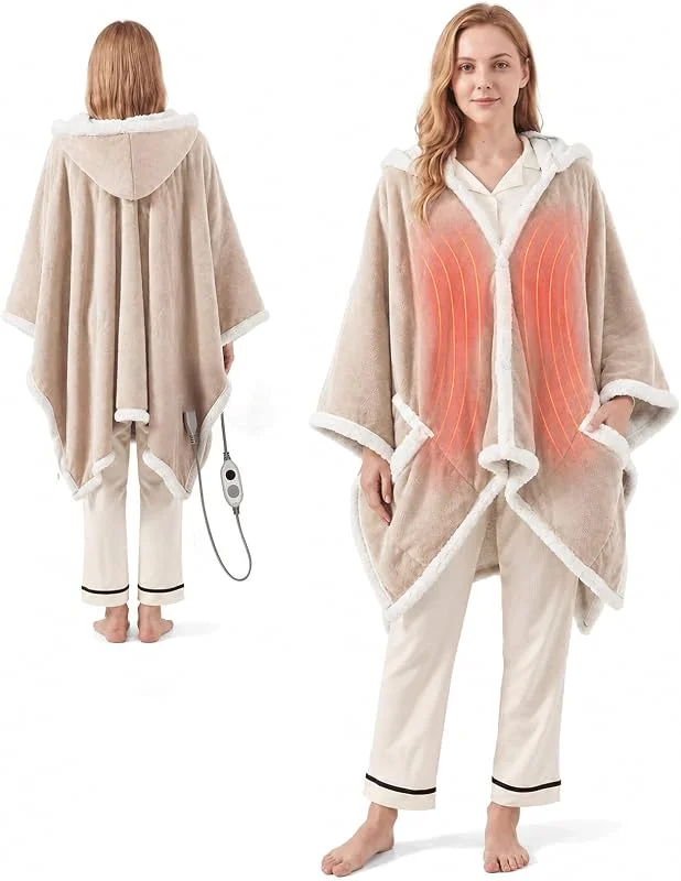 Heizdecke Wärmedecke Elektrisch Mit Kapuze Und Taschen 152X127CM — Heizkleidung