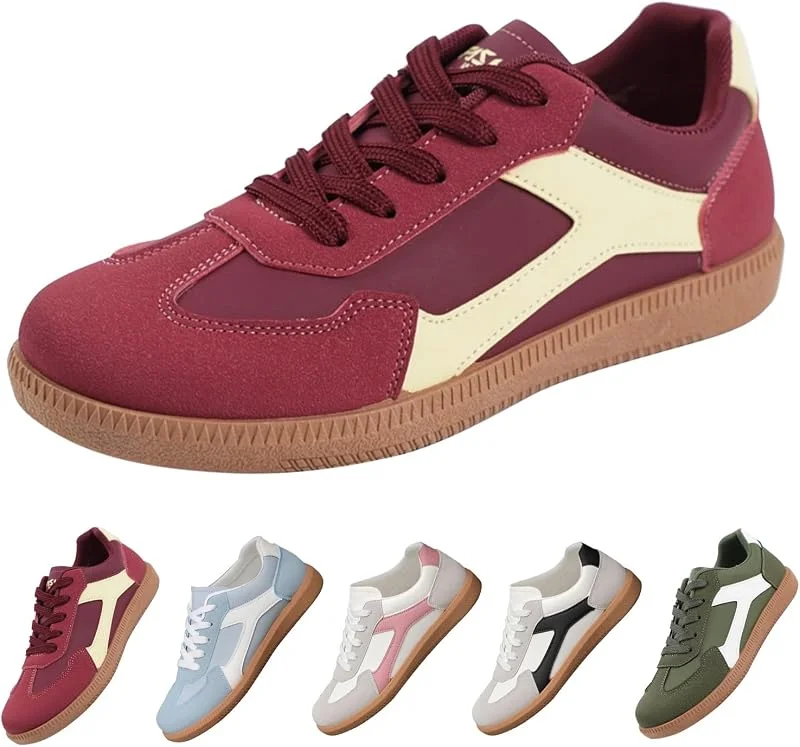 Damen Flach Sneaker - Sportschuhe Damen Retro-Stil Barfussschuh Atmungsaktive Damenboots Modische Freizeitschuh Komfortabler Joggingschuhe Flache Low Turnschuhe Für Alltag Und Spaziergänge — Heizkleidung