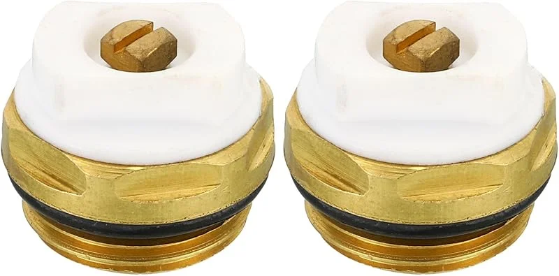 PATIKIL 1, 2" BSP 2Pack Stecker Gewinde Manuelle Heizkörper Entlüftung Stopfen Ventile Messing Stecker für Heizkörper Gold Weiß — Heizung Warmepumpe