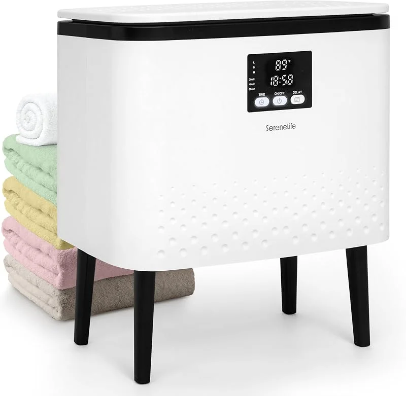 SereneLife Handtuchwärmer Elektrisch- 20L Stehend, Modernes Standgerät als Textilwärmer und Deckenwärmer mit Timer, Schwarz-Weiß Design — Heizung Warmepumpe