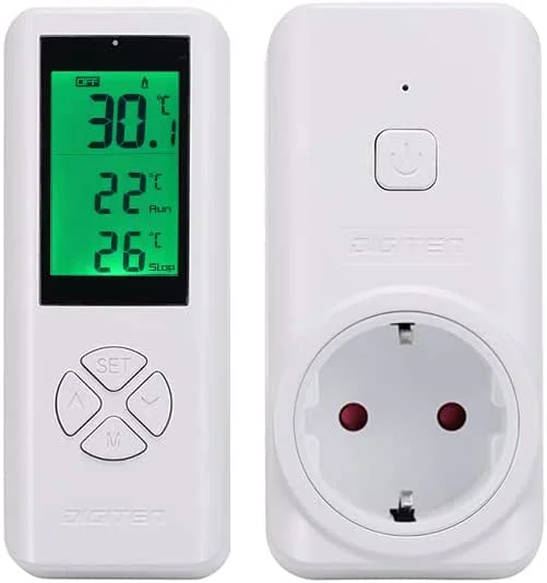Kabellose Temperaturgesteuerte Steckdose, digitaler Steckerthermostat Auslass mit Fernbedienung, eingebautem Tempsensor, Heizung und Kühlung für Klimaanlagen, Ventilatoren, Heizungen 15A thermostat — Heizung Warmepumpe