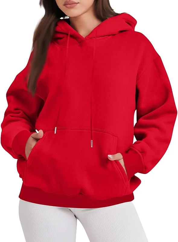 Pullover Damen Hoodie Basic Sweatshirt Oversize Langarmshirt Einfarbig Sweatjacke Outerwear Herbst Sweatshirts füt Damen Winter Langarm Taschen Kordelzug Streetwear Kapuzenpullover — Heizkleidung