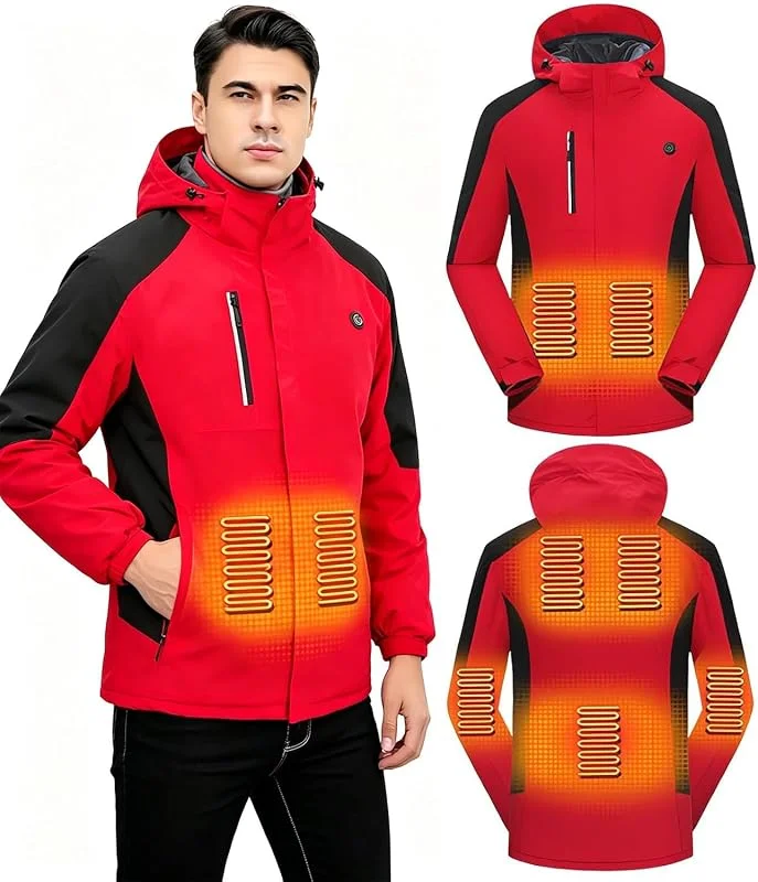 Heizjacke Herren, Beheizbare Jacke Herren Wasserdicht mit 7 Heizzonen — Heizkleidung