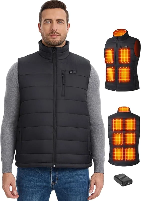 Heizweste Beheizbare Weste Herren mit 18400mAh 7.4V PowerBank, Schnelles Aufheizen Elektrische Weste, Leichte isolierte Wärmeweste für Outdoor-Arbeit — Heizkleidung