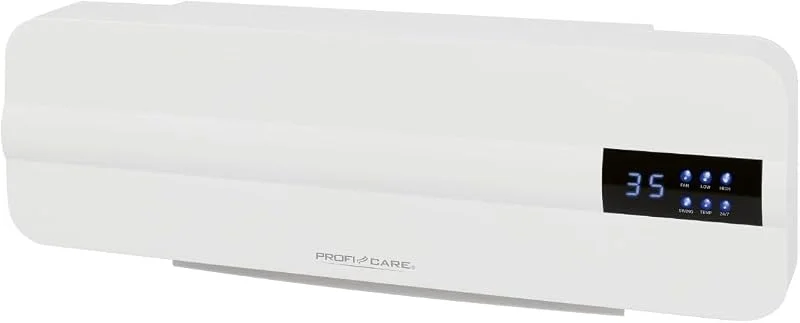 ProfiCare® Wand Heizlüfter mit Fenster-Offen-Erkennung, Heizkörper für bis zu 60qm, Elektroheizung für Wandmontage inkl. Montagematerial, Heizung mit 1, 5m Kabel, Fernbedienung & Timer, PC HL 3116 — Heizung Warmepumpe
