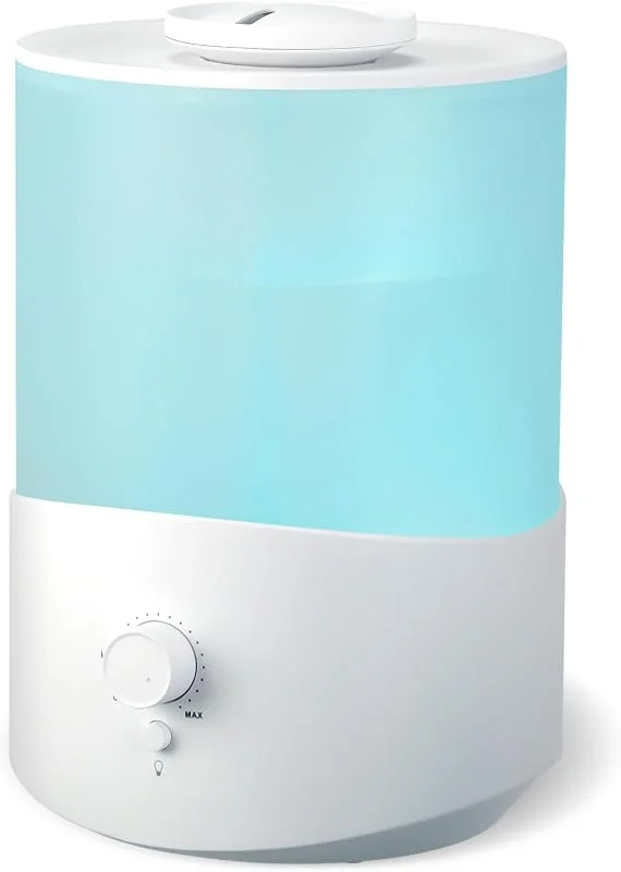 Cozary Uftbefeuchter Schlafzimmer, Top-Fill Luftbefeuchter 2.5L mit Nachtlicht, 360°Drehbare Düse, 28H Ätherisches Öl Diffusor, 23 dB Leise für Schlafzimmer Kinderzimmer Pflanzen Baby