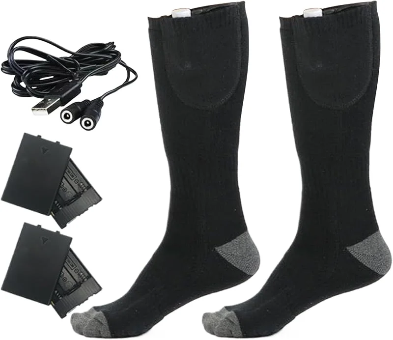 Beheizte Socken - Elektrische Thermo Wintersocken für kalte Wärme, Komfort mit 3 Heizstufen, Fußwärmer für ältere Erwachsene Frauen Männer, Outdoor-Aktivitäten, USB wiederaufladbar, Geschenk bereit — Heizkleidung