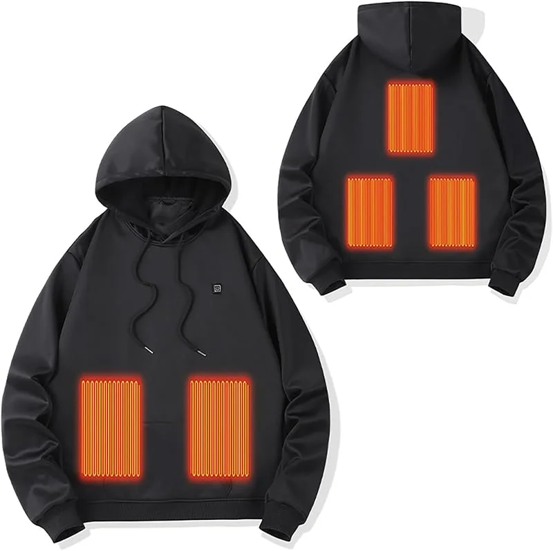 2025 Testsieger Beheizbare Hoodie Damen Beheizbare Pullover Herren Damen Langarm Baumwolle Beheizte Kapuzenpullover USB Elektrisch Beheizbare Sweatershirt mit Kapuze Erwachsene Bluse Tops Mantel — Heizkleidung