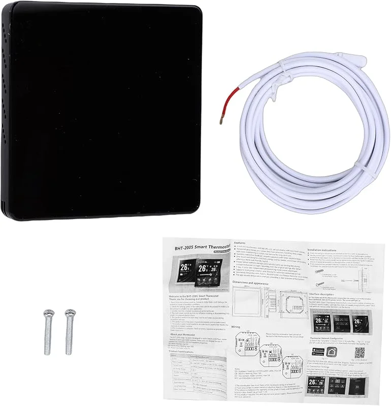Irfora WiFi-Smart-Thermostat für Elektrische Fußbodenheizung, Touchscreen-Controller für Elektrisches Fußbodenheizungssystem, Kompatibel mit Häusern und Einkaufszentren, PC+ABS-Material (Schwarz) — Heizung Warmepumpe