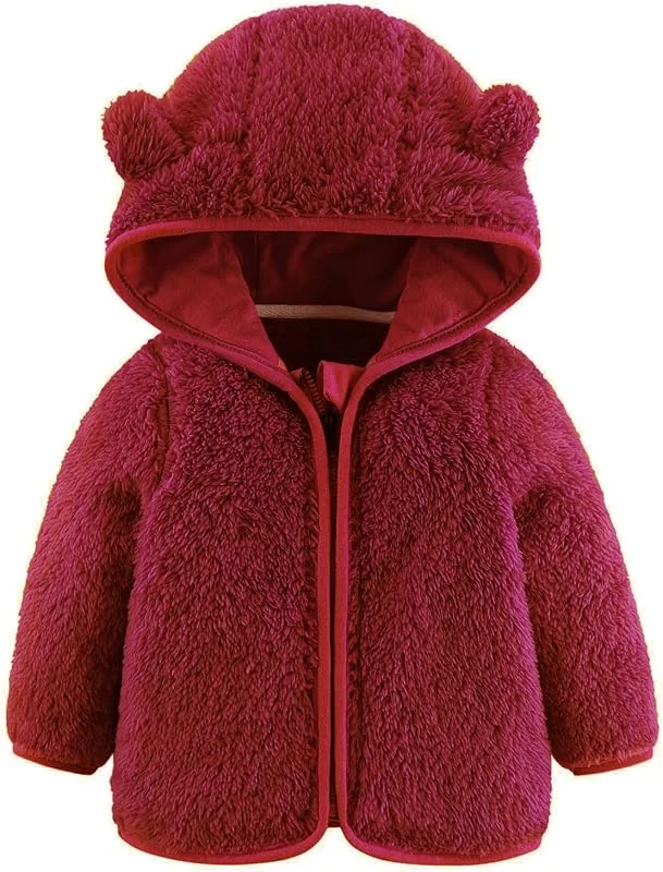 HOOUDO Neugeborenes Baby Mädchen Jacke Bärenohren Kapuzen Oberbekleidung Reißverschluss Warmer Wintermantel Jacken Jungs 152 Overall Winter Kinder Sweatjacke Hoodie Wollfleece Jungen 116 — Heizkleidung