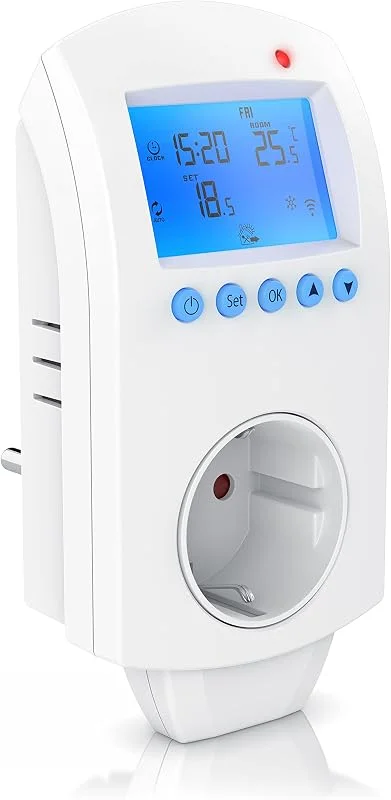 CSL - WLAN Thermostat Steckdose Digital mit Timer - WiFi Steckdosenthermostat Infrarotheizung - Tag Nacht Temperaturregler - Memory-Funktion - kompatibel mit Amazon Alexa, Google Home — Heizung Warmepumpe