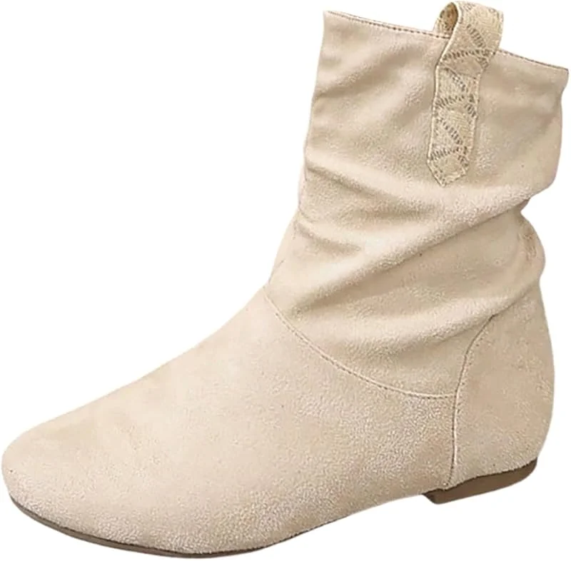 Generisch Damen-Stiefeletten mit geschlossener Zehenpartie niedrigem Absatz bequemer Passform für den Alltag - Wintertaugliche Winterschuhe samtartigem Material ideal zu Jeans — Heizkleidung