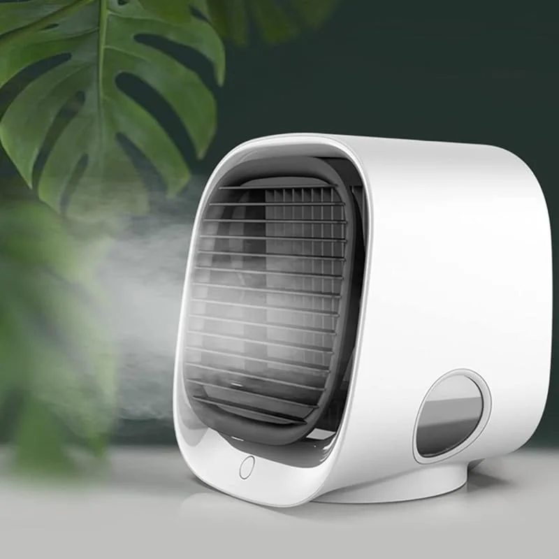 USB Mini Klimaanlage Luftkühler Tragbare Klimageräte Ventilator, Leise Desktop Luftbefeuchter für Zuhause Büro Schlafsaal, Mobile Klimaanlage Persönlicher Luftreiniger Tischventilator White