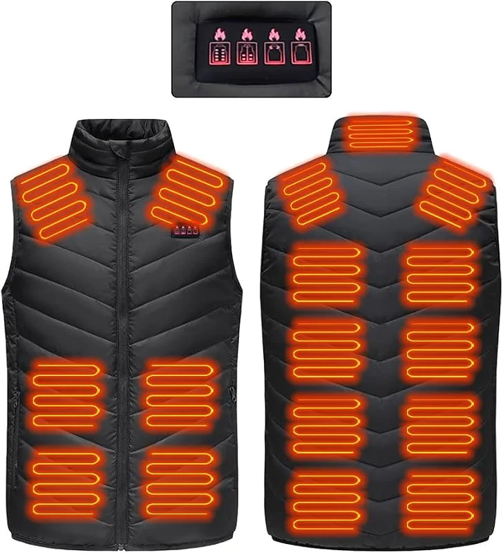 Fafeicy Leichte Beheizbare Weste für Herren, Intelligente Wiederaufladbare Elektrische Heizweste, Wasserdichte Elektrische Unisex-Heizweste (5XL) — Heizkleidung
