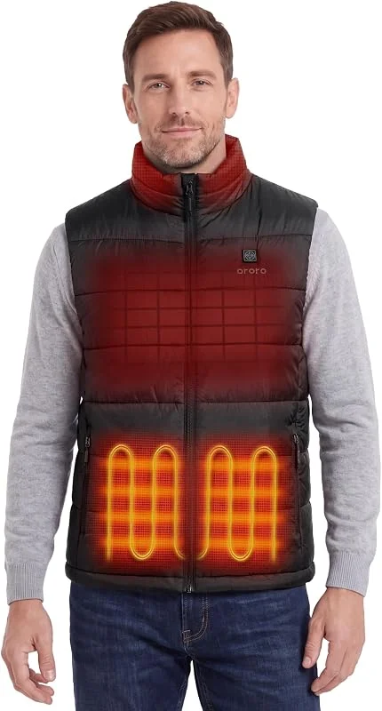 ORORO Beheizbare Jacke Herren mit Powerbank, Beheizte Jacke Herren Heizjacke Bis zu 10 Stunden Wärme - Ladegerät Nicht Enthalten — Heizkleidung