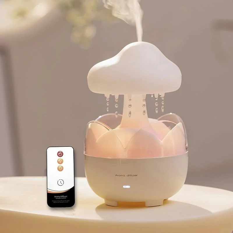 Raindrop Tragbarer Luftbefeuchter mit Wolkendiffusor für ätherisches Öl, Nachtlicht und automatisches Aus, 230 ml Fassungsvermögen